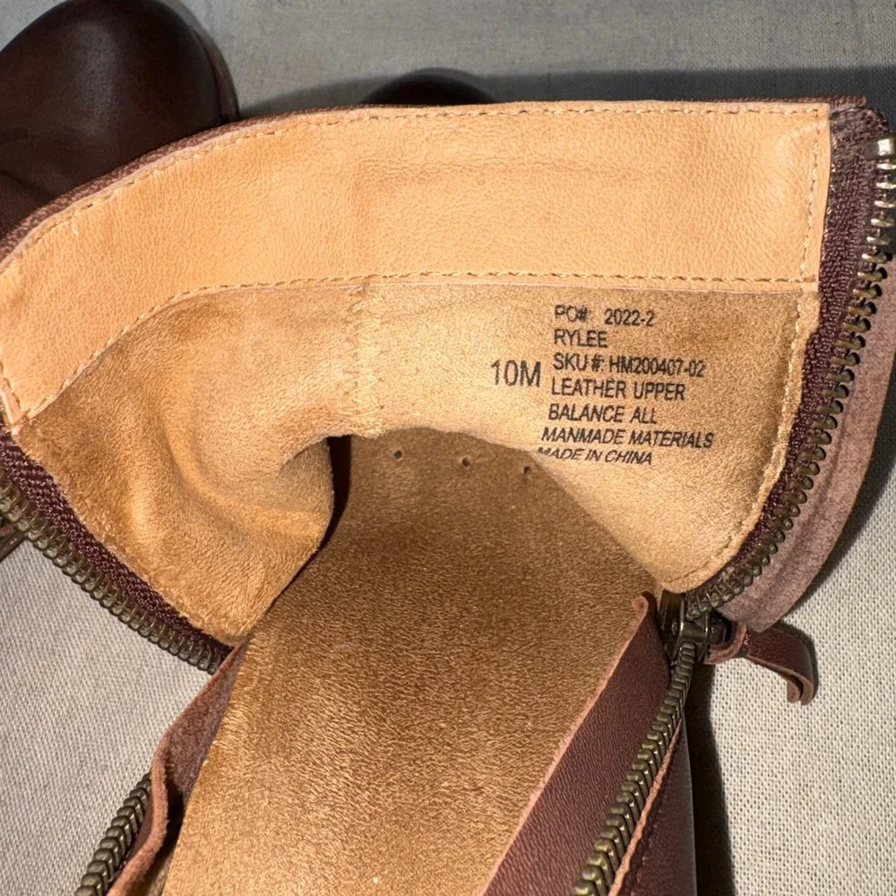 Halsa‎ Rylee Womens Brown Leather Ankle Boots Size 10M HM200407-02 Stacked Heel
